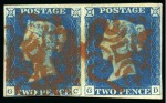 Stamp of Great Britain » 1840 2d Blue (ordered by plate number) 1840 2d Blue group incl. pairs (7), all four margi