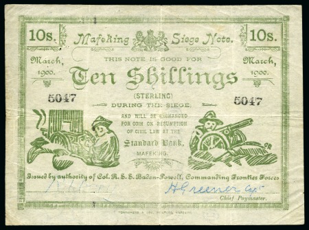Stamp of South Africa » Mafeking Mafeking Siege 10s banknote and 2s voucher, 10s wi