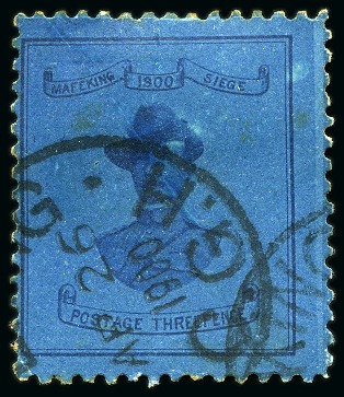 Stamp of South Africa » Mafeking 1900 3d Deep blue on blue (21mm wide) Baden-Powell