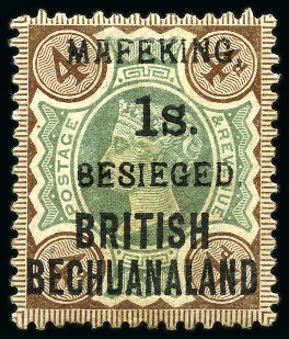 Stamp of South Africa » Mafeking 1900 Serif 1s on 4d mint part og (slightly toned),