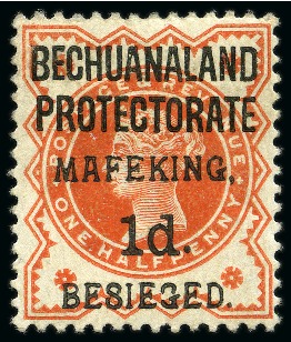 Stamp of South Africa » Mafeking 1900 Serif 1d on 1/2d vermilion mint og, very fine