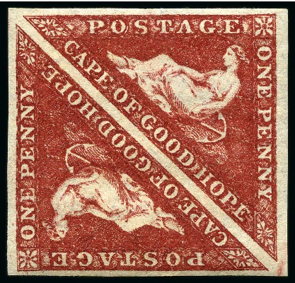 Stamp of South Africa » Cape of Good Hope 1863-64 1d Deep Carmine-Red mint og pair, good to 