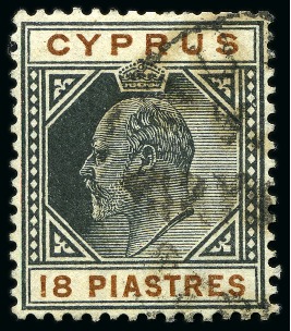 Stamp of Cyprus 1902-04 18pi Black & Brown SPERATI forgery (type D
