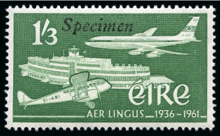 Stamp of Ireland 1961 Aer Lingus 6d and 1s3d, set of  2 with handst