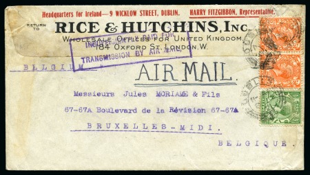 1921 Two printed Rice & Mutchins envelopes sent ai