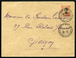 1919-20 FORERUNNER: Postal stationery 4c on 10c envelopes Indochina (5) 