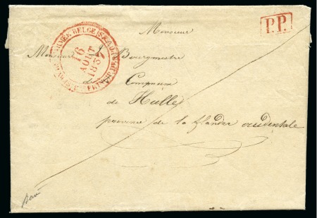 Stamp of Belgium 1837 Letter dated "Camp de Beverloo" to Hulle with