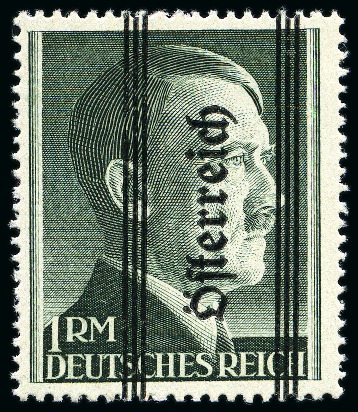 Stamp of Austria 1945 Hitler: Graz 1M deep green showing "Osterreic