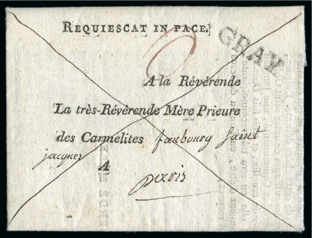 Stamp of France Franchise des Carmélites 1732 et 1791 Deux lettres