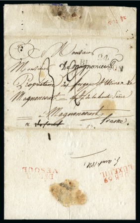 Stamp of France 1821 Lettre de Besançon avec double déboursé DEB 6