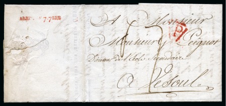 Stamp of France 1808 Lettre de Paris pour Vesoul avec rare marque 