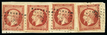 Stamp of Palestine and Holy Land » Palestine French Levant Offices CONSTANTINOPLE PC 3707 sur bande de cinq du 20c Em