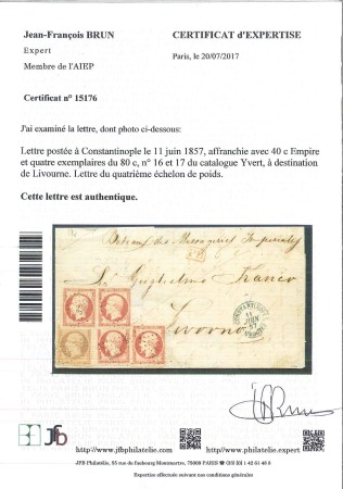 Stamp of Palestine and Holy Land » Palestine French Levant Offices CONSTANTINOPLE Lettre du 4ème échelon de poids pou