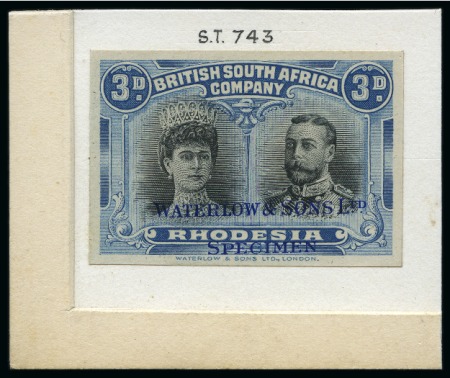Stamp of Rarities of the World RHODESIA

1910-13 Double Heads 3d imperforate sa