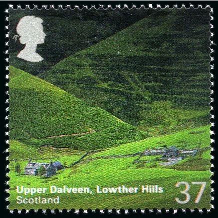 Stamp of Great Britain » Queen Elizabeth II 2003 Lowther Hills face value trial with 37p inste