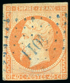 Stamp of Palestine and Holy Land » Palestine French Levant Offices KERASSUNDE PC4011 en bleu sur 40c Empire ND, léger