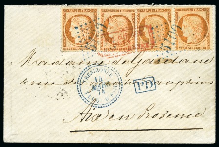 Stamp of Palestine and Holy Land » Palestine French Levant Offices TREBIZONDE Deux paires du 40c Siège obl. GC 5100 e