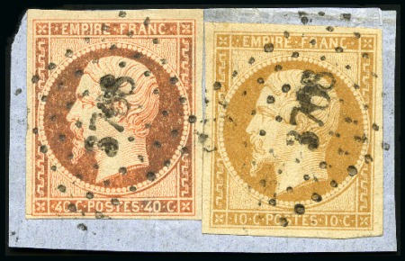 Stamp of Palestine and Holy Land » Palestine French Levant Offices JAFFA PC 3768 de Jaffa sur 10c +40c Empire ND sur 
