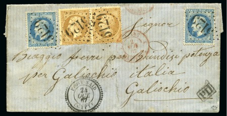 Stamp of Palestine and Holy Land » Palestine French Levant Offices PORT SAID Lettre pour l'Italie avec deux 10c Empir