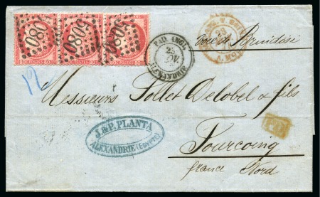 Stamp of Palestine and Holy Land » Palestine French Levant Offices ALEXANDRIE Lettre pour Tourcoing avec 80c Cérès en