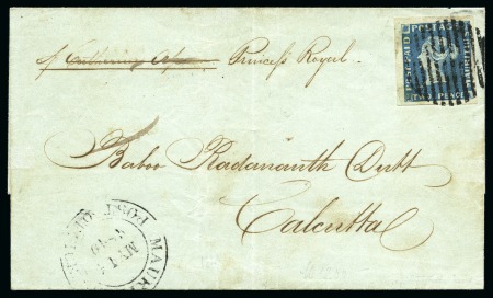 1848-59 Post Paid 2d deep blue on greyish, earlies
