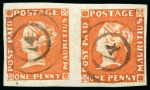 Stamp of Mauritius » 1848-59 Post Paid Issue » Early Impressions (SG 6-9) 1848-59 Post Paid 1d orange-vermilion on greyish, 