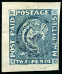 1848-59 Post Paid 2d blue on greyish, early impres