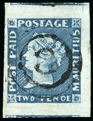 1848-59 Post Paid 2d deep bright blue on greyish, 