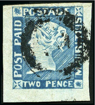 1848-59 Post Paid 2d deep blue on bluish, intermed