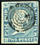 1848-59 Post Paid 2d deep blue on greyish, interme