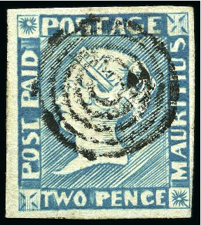 Stamp of Mauritius » 1848-59 Post Paid Issue » Intermediate Impressions (SG 10-15) 1848-59 Post Paid 2d deep blue on greyish, interme