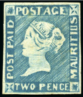 1848-59 Post Paid 2d blue on thin yellowish, inter