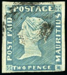 Stamp of Mauritius » 1848-59 Post Paid Issue » Intermediate Impressions (SG 10-15) 1848-59 Post Paid 2d blue on thin greyish, interme