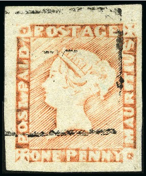 Stamp of Mauritius » 1848-59 Post Paid Issue » Worn Impressions (SG 16-22) 1848-59 Post Paid 1d red on greyish, worn impressi