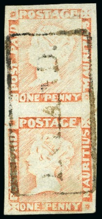 1848-59 Post Paid 1d red on greyish, worn impressi
