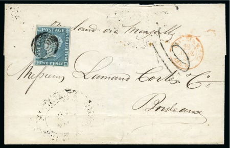 1848-59 Post Paid 2d light blue on bluish, interme