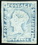 Stamp of Mauritius » 1848-59 Post Paid Issue » Worn Impressions (SG 16-22) 1848-59 Post Paid 2d blue on bluish, worn impressi