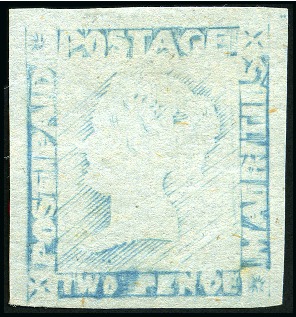 Stamp of Mauritius » 1848-59 Post Paid Issue » Latest Impressions (SG 23-25) 1848-59 Post Paid 2d blue on bluish, latest impres