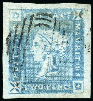 Stamp of Mauritius » 1859 Lapirot Issue » Early Impressions (SG 36-37) 1859 Lapirot 2d blue, early impression, position 2