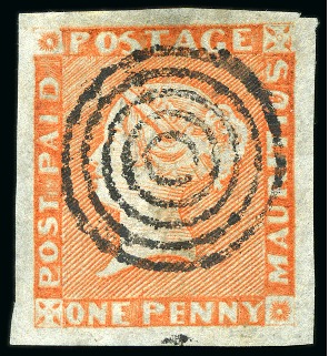 1848-59 Post Paid 1d bright vermilion on greyish, 