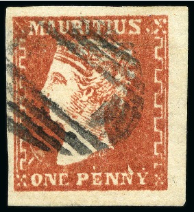 Stamp of Mauritius » 1859 Dardenne Issue (SG 41-44) 1859 Dardenne 1d red, shows extra serif on second 