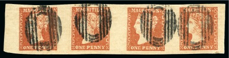 1859 Dardenne 1d red exceptional horizontal strip 