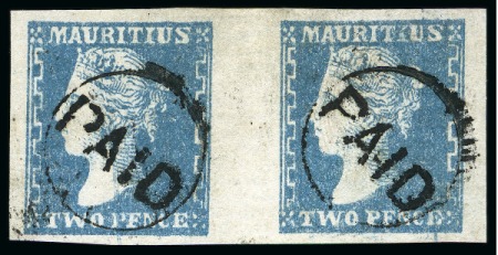 Stamp of Mauritius » 1859 Dardenne Issue (SG 41-44) 1859 Dardenne 2d blue, horizontal pair, left stamp