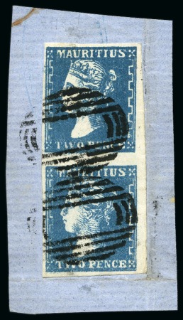 Stamp of Mauritius » 1859 Dardenne Issue (SG 41-44) 1859 Dardenne 2d blue, vertical pair in a deep sha