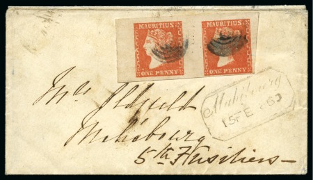 1859 Dardenne 1d dull vermilion pair used on inter