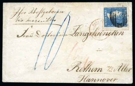 Stamp of Mauritius » 1859 Dardenne Issue (SG 41-44) 1859 Darenne 2d pale blue, a fine single franking 