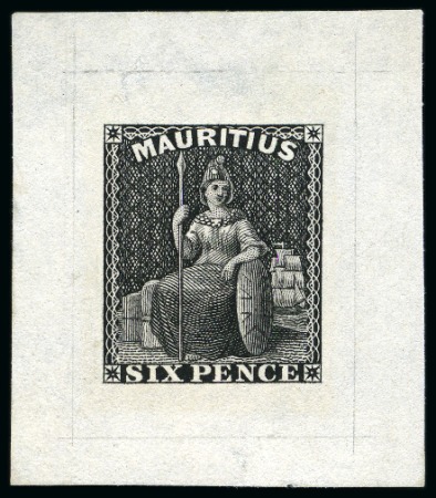 Stamp of Mauritius » 1858-62 Britannia Issues (SG 26-35) 1859-61 6d Die proof in black on wove (1868 reprin