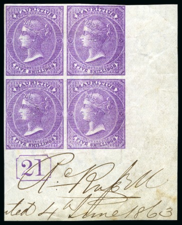 Stamp of Mauritius » Later Issues 1863-72 Crown CC imperforate Imprimaturs on waterm