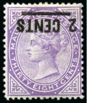 1886 Local Surcharge 2c on 38c bright purple, erro