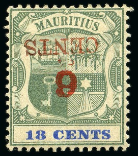 Stamp of Mauritius » Later Issues 1899 Surcharged 6c on 18c, error surcharge inverte